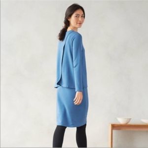 J. Jill Pure Jill Luxe Tencel Blue Long Sleeve Layers Dress  Womens L